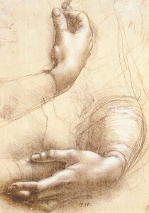 Leonardo da Vinci, Studio di mani. 